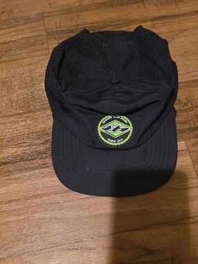 Billabong Black Swim Cap with Lime Logo Patch